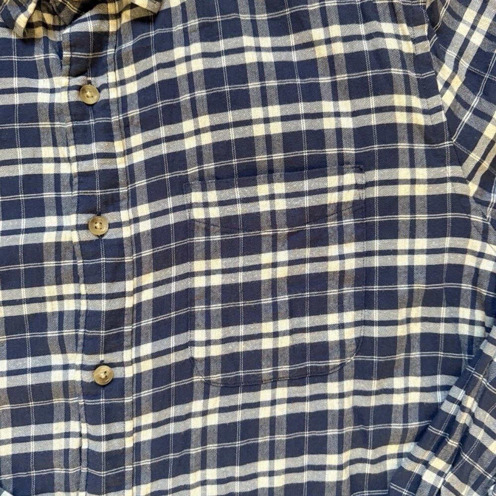 Faherty Men's Shirt Size Large L Plaid Flannel Button Down Long Sleeve Blue EUC - Picture 3 of 10